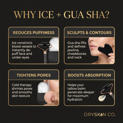 Ice Roller & Gua Sha Facial Set — 3-Piece Sculpting Kit